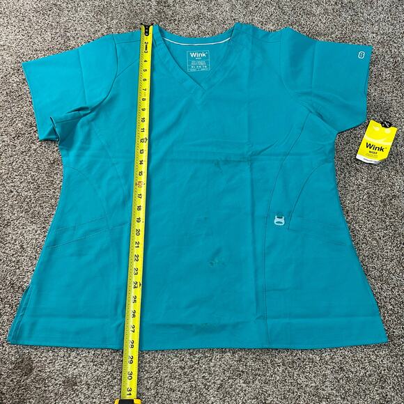 WINK Women's W123 Stylized V-Neck Scrub Top Size XL In Teal Blue - Picture 13 of 14